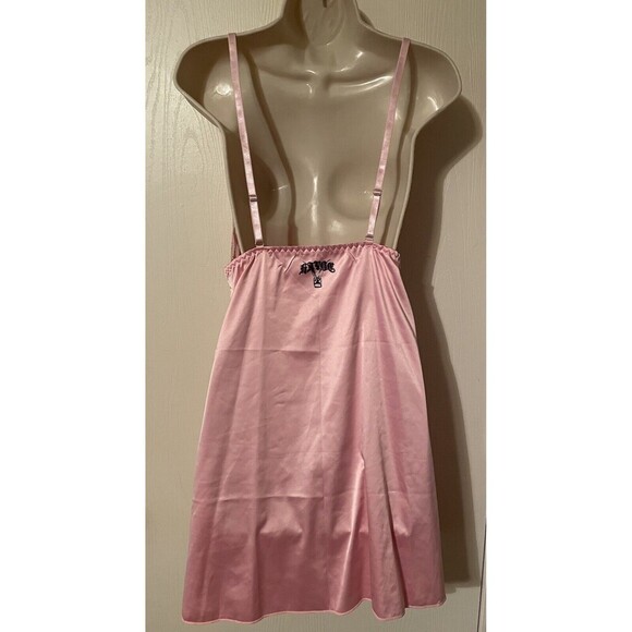 Vintage Arcane Destroy Havoc Logo Pink Satin Lace Slip Dress Nightgown - Picture 5 of 15